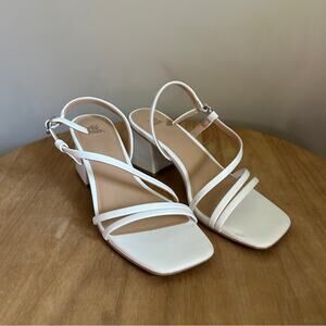 Wild Fable White Strappy Square Toe Block Heel Buckle Strap High Heels Size 6.5